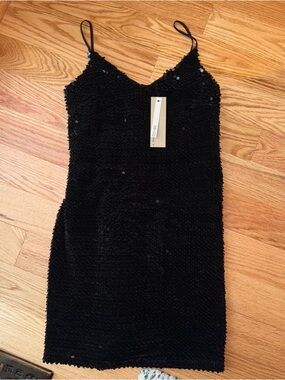 Do + Be Black Sequin Velvet Mini Dress NWT Size S